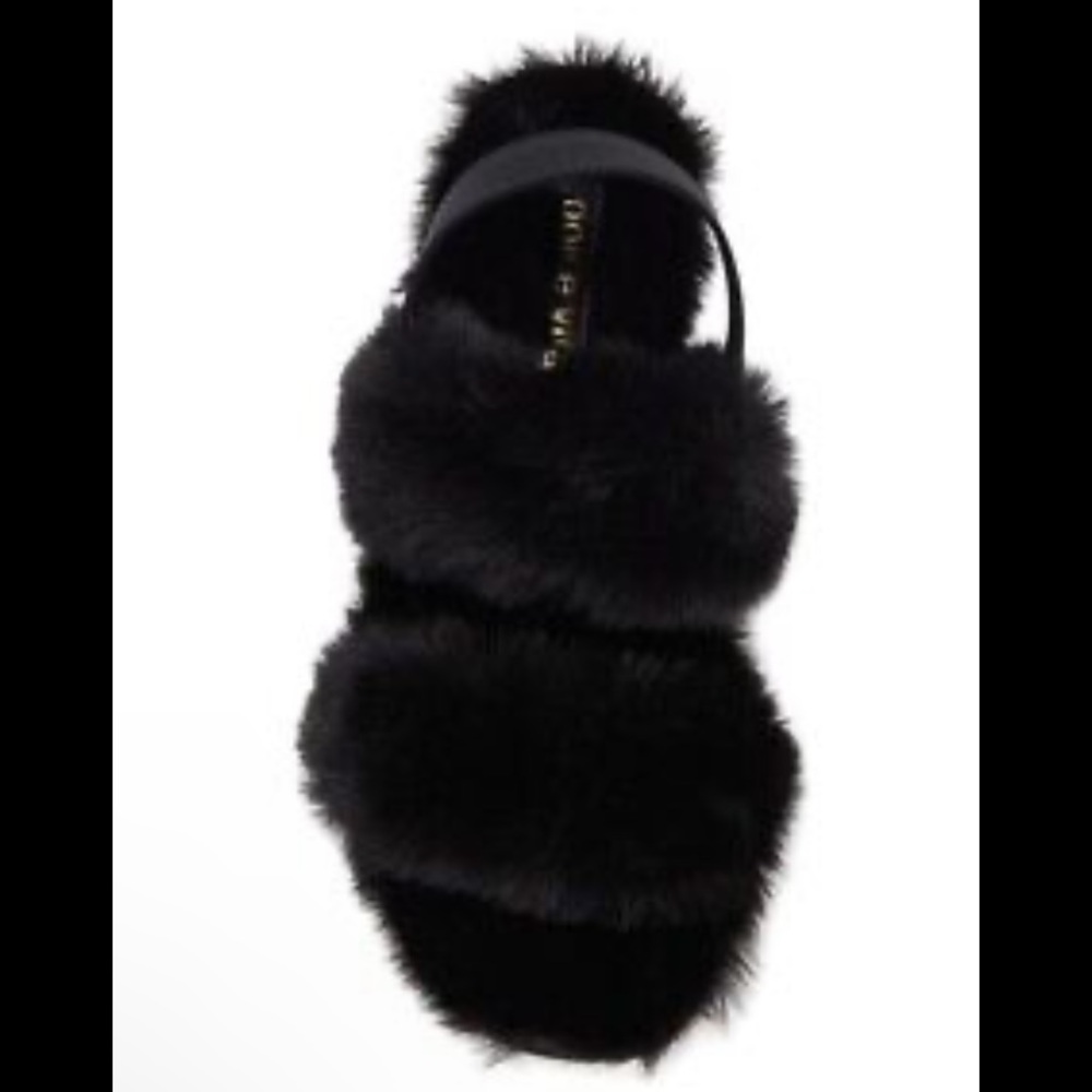 Dolce Vita Pochy Faux Fur Slingback Black-Size 9